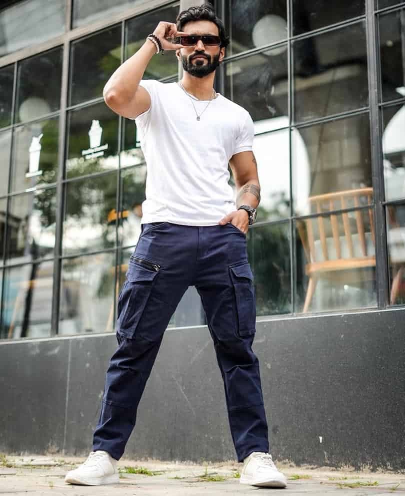 Navy Blue Regular Fit Cargo Pant